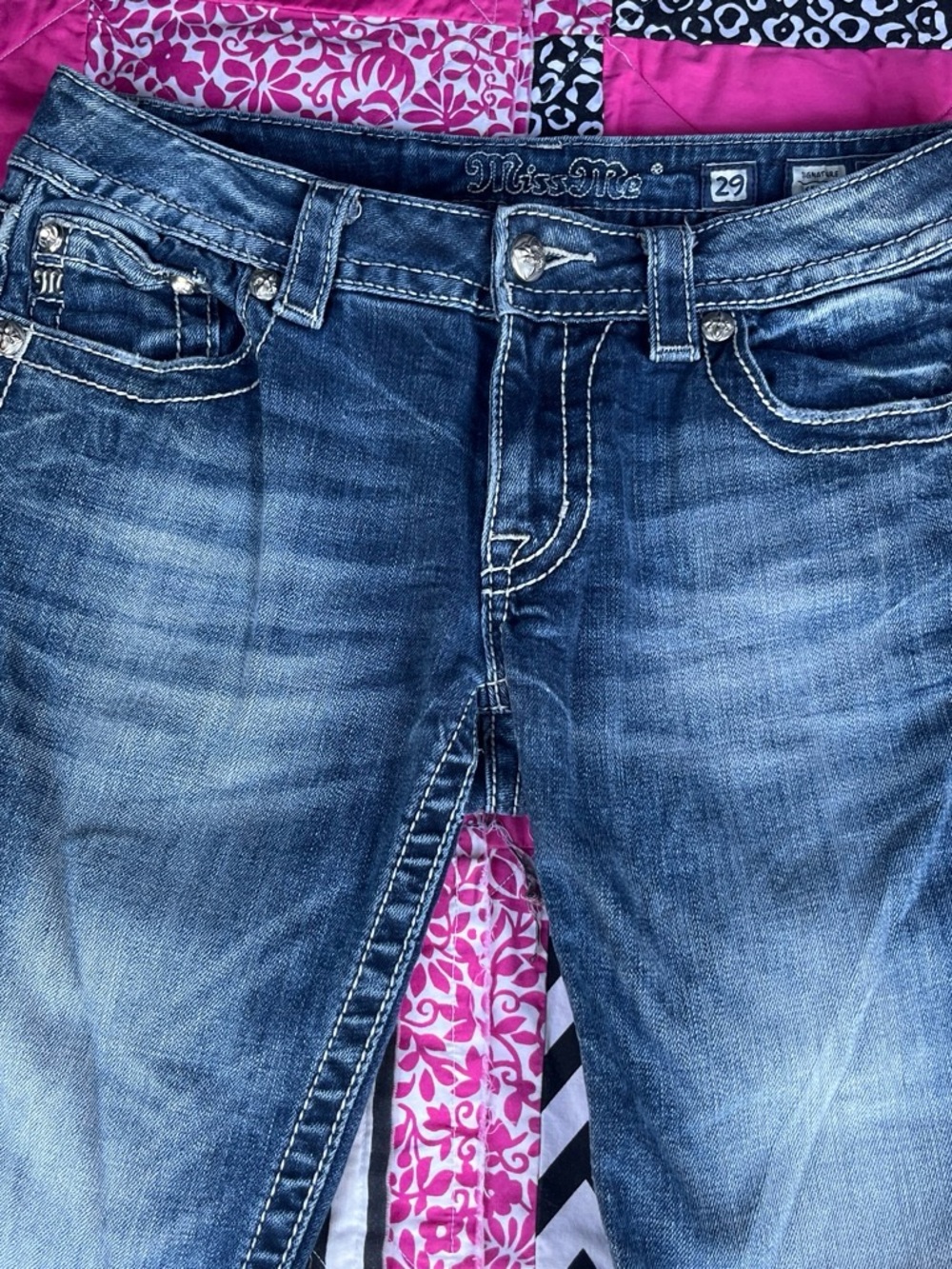 Miss Me Women's Blue Washed Skinny Jeans - Size 29